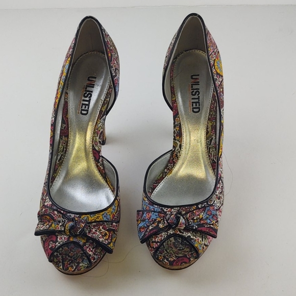 Unlisted by Kenneth Cole Paisley Peep Toe Heel 8.5 - Picture 3 of 7